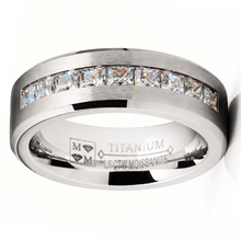 Mens 1.5 Ct Moissanite Wedding Band Engagement Ring 18K White Gold Plated VVS D-Color Princess-Cut 8MM