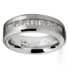Mens 1.5 Carats Moissanite Wedding Band Engagement Ring 9 large Princess-Cut 8MM