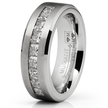 Mens 1.5 Carats Moissanite Wedding Band Engagement Ring 9 large Princess-Cut 8MM