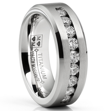 1.15 Carats Moissanite Mens Ring Wedding Band 9 Large Channel-Set 8MM