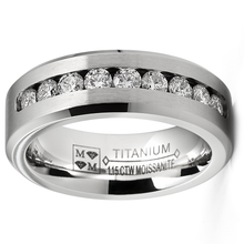 1.15 Carats Moissanite Mens Ring Wedding Band 9 Large Channel-Set 8MM