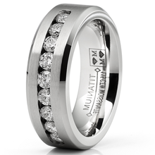 1.15 Carats Moissanite Mens Ring Wedding Band 9 Large Channel-Set 8MM
