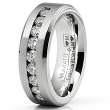 1.15 Carats Moissanite Mens Ring Wedding Band 9 Large Channel-Set 8MM