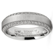 1 Carat Moissanite Mens Wedding Band 6MM Eternity Engagement Ring Two-Row Pave