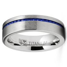 Eternity Wedding Band Engagement Ring 6MM Blue Spinel Channel-Set Princess-Cut