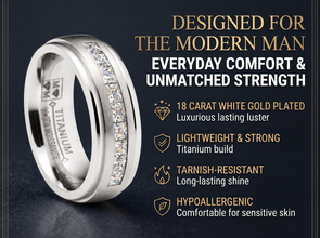 1.10 Ct. Moissanite Mens Wedding Band 18K White Gold Plated Engagement Ring VVS D-Color 7MM