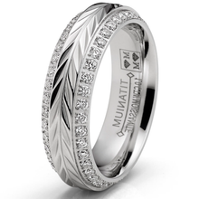 1 Carat Moissanite Wedding Band 6MM Eternity Ring Chevron Herringbone Two-Row Pavé-Set