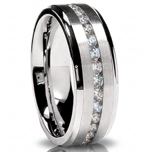 7MM Men's Eternity Titanium Ring Wedding Band with Cubic Zirconia CZ sizes 5 to 13