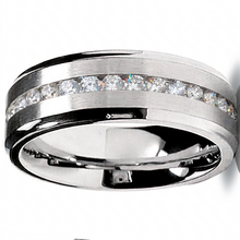 7MM Men's Eternity Titanium Ring Wedding Band with Cubic Zirconia CZ sizes 5 to 13