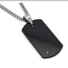 Men's Black Tungsten Carbide Dog Tag Real Diamond 24