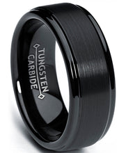 Men's Black Tungsten Ring Matte Finish High Polish Wedding Band 8MM Comfort-fit