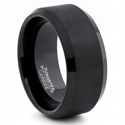 Tungsten Carbide Black Men's Wide Tungsten Carbide Band Ring 10MM,comfort fit Sizes 8 to 15