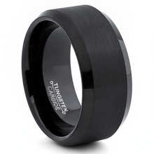 Tungsten Carbide Black Men's Wide Tungsten Carbide Band Ring 10MM,comfort fit Sizes 8 to 15