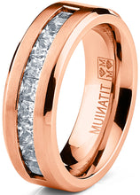 Men's Titanium Wedding Band Engagement Ring 9 Large Cubic-Zirconia Rose Goldtone