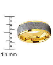 Men's Tungsten Carbide Ring Goldtone Wedding Band, Sandblasted Brushed, Comfort Fit