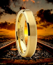 Tungsten Carbide Ring Goldtone Wedding Band Men Women Comfort-Fit 4MM