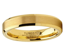 Tungsten Carbide Ring Goldtone Wedding Band Men Women Comfort-Fit 4MM