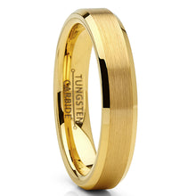 Tungsten Carbide Ring Goldtone Wedding Band Men Women Comfort-Fit 4MM