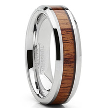 Tungsten Carbide Wedding Band Ring, Real Koa Wood Inlay Men's 6mm