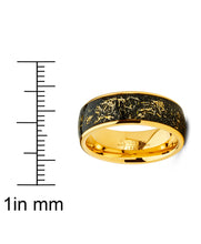 Men's Tungsten Wedding Band Engagement Ring Star Dust Gold Tone Metal Shavings 8MM