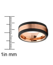 Mens Tungsten Wedding Band Ring Rose Goldtone Carbon Fiber Edges 8MM 7-15