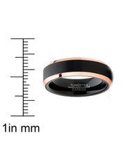 Mens Tungsten Wedding Band Ring Black Rose Goldtone Edges 4MM 6MM 8MM Sizes 5-13