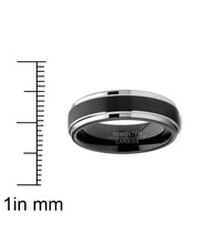 Mens Tungsten Wedding Band Black Ring Silvertone Comfort-Fit 6MM Sizes 5-13