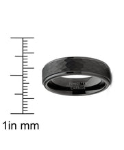 Mens Tungsten Black Wedding Band Ring Hammered Center Comfort-Fit 6MM Sizes 5-13