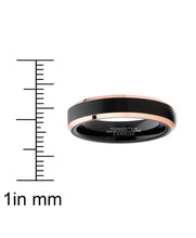 Mens Tungsten Wedding Band Ring Black Rose Goldtone Edges 4MM 6MM 8MM Sizes 5-13