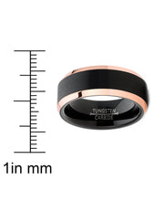 Mens Tungsten Wedding Band Ring Black Rose Goldtone Edges 4MM 6MM 8MM Sizes 5-13