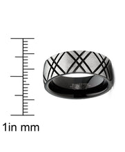 Mens Tungsten Ring Two-Tone Dome Wedding Band Black 8MM