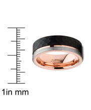 Mens Tungsten Wedding Band Ring Tri-Color Groove Rose Goldtone Comfort-fit 8MM