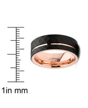 Mens Tungsten Wedding Band Ring Black Rose Goldtone Hammered Comfort-fit 8MM