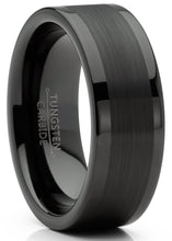 Mens Tungsten Ring Black Wedding Band High-Polish Comfort-fit 8MM