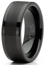 Mens Tungsten Ring Black Wedding Band High-Polish Comfort-fit 8MM