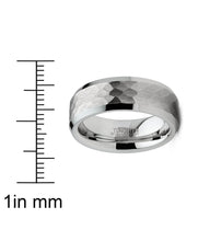 Mens Tungsten Ring Hammered Wedding Band Silvertone Comfort-fit 6MM 8MM