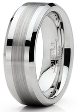 Mens Tungsten Ring Brushed Wedding Band Silvertone Comfort-fit 6MM 8MM