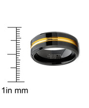 Mens Tungsten Ring Goldtone Wedding Band Grooved Comfort-fit 8MM
