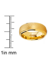 Mens Tungsten Ring Goldtone Wedding Band Dome Textured Brushed Comfort-fit 8MM