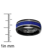 Men's Tungsten Ring Blue Lapis Lazuli Gemstone Inlay Wedding Band Comfort-Fit 8MM