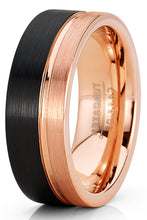 Mens Tungsten Ring Offset Groove Wedding Band Comfort-fit 8MM Black Rosetone