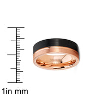 Mens Tungsten Ring Offset Groove Wedding Band Comfort-fit 8MM Black Rosetone