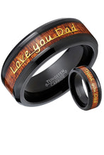Men's Tungsten Carbide Ring Band Love you Thank you Dad Father's Day Carbon Fiber Inlay 8MM