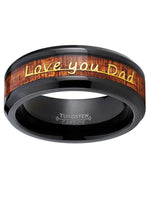 Men's Tungsten Carbide Ring Band Love you Thank you Dad Father's Day Carbon Fiber Inlay 8MM