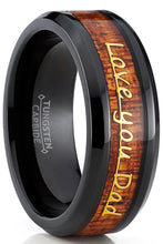 Men's Tungsten Carbide Ring Band Love you Thank you Dad Father's Day Carbon Fiber Inlay 8MM