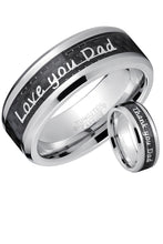 Men's Tungsten Carbide Ring Band Love you Thank you Dad Father's Day Carbon Fiber Inlay 8MM