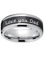 Men's Tungsten Carbide Ring Band Love you Thank you Dad Father's Day Carbon Fiber Inlay 8MM