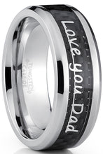 Men's Tungsten Carbide Ring Band Love you Thank you Dad Father's Day Carbon Fiber Inlay 8MM