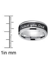 Men's Tungsten Carbide Ring Band Love you Thank you Dad Father's Day Carbon Fiber Inlay 8MM