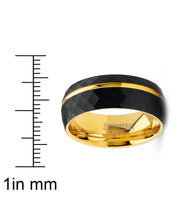 Men's Tungsten Carbide Ring Dome Hammered Black Goldtone Wedding Band 8MM